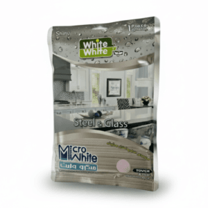 دستمال میکروفایبر مخصوص استیل و شیشه وایت اند وایت (White White) سایز ۴۰×۴۰ با قدرت جذب بالا