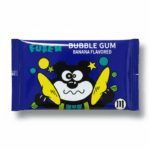 بسته‌بندی آبی رنگ آدامس خرسی فوزن با طرح خرس و طعم موز