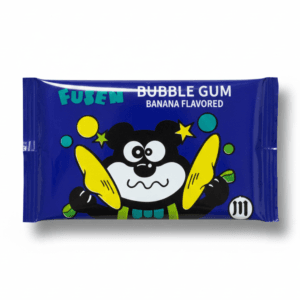 بسته‌بندی آبی رنگ آدامس خرسی فوزن با طرح خرس و طعم موز