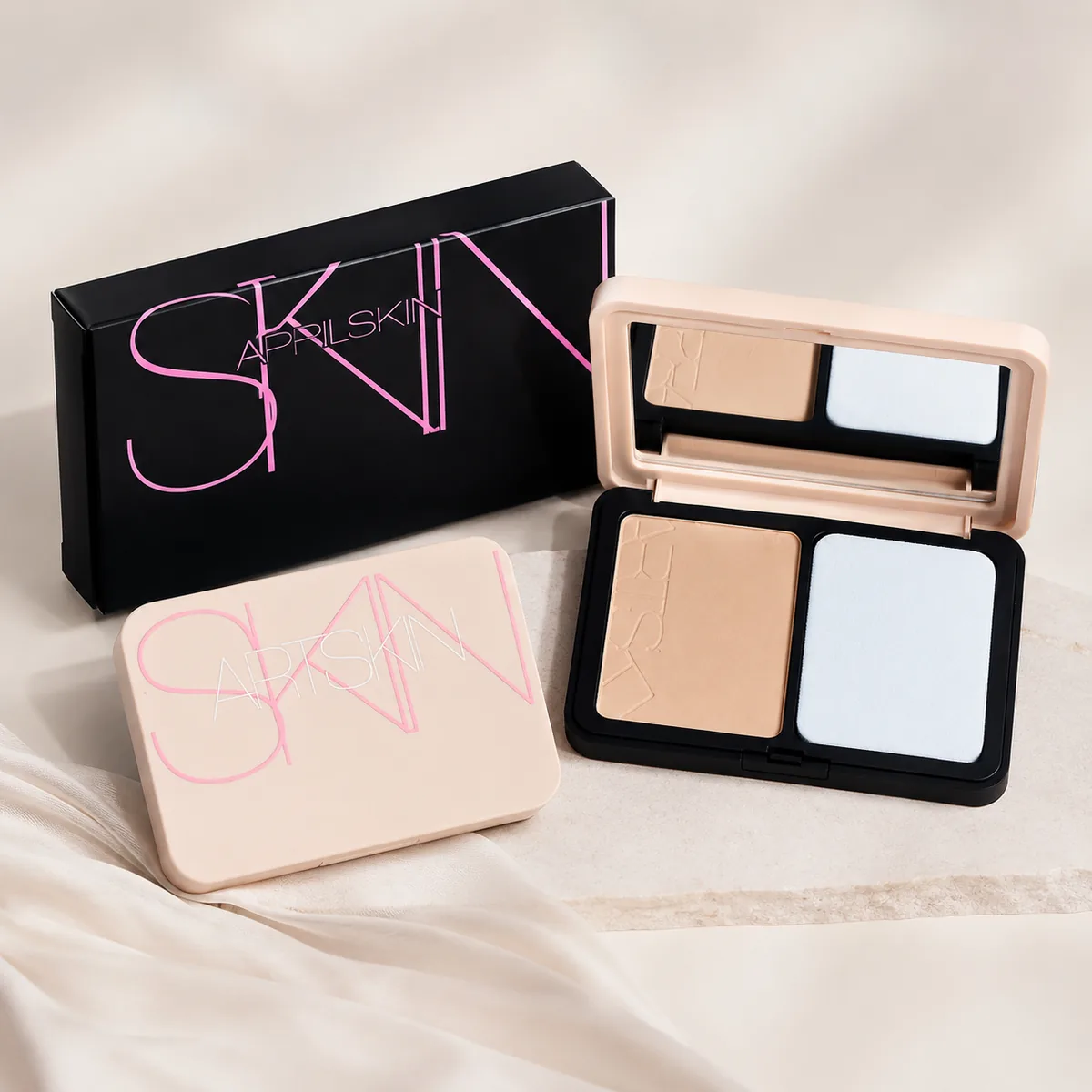 artskin-powder-foundation-main پنکک فشرده آرت اسکین Artskin در 3 شماره دارای آینه و پد