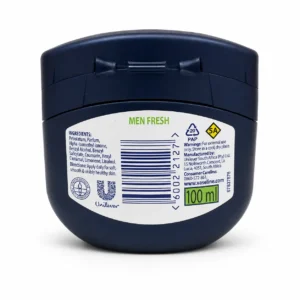 پشت بسته بندی وازلین بلو سیل مردانه Vaseline Men Fresh حجم 100 میل با بارکد 60022127