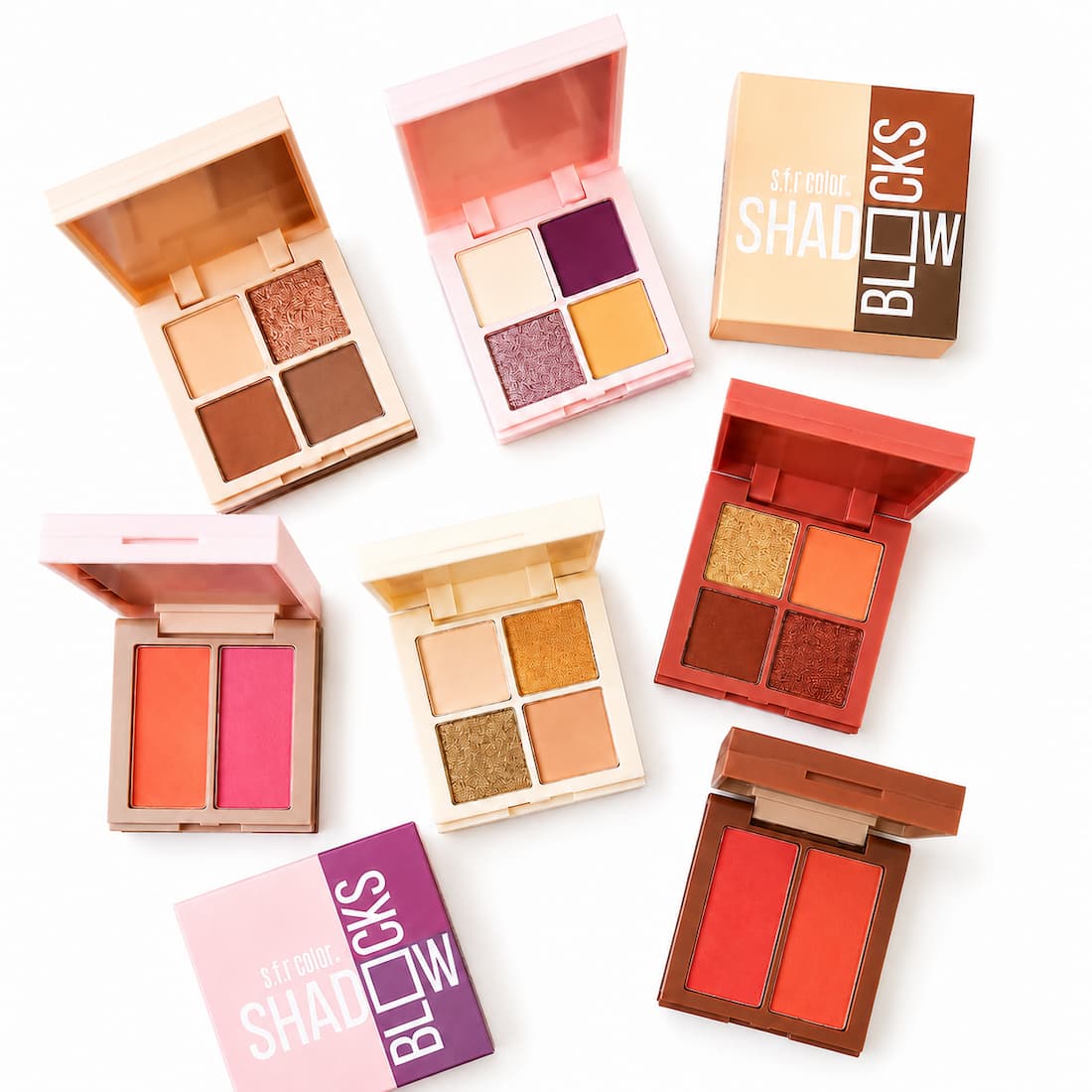 پالت سایه چشم SFR Color با رنگ بندی متنوع پالت سایه مینی سه طبقه S.F.R مدل Shadow Blocks چند کاره اصل