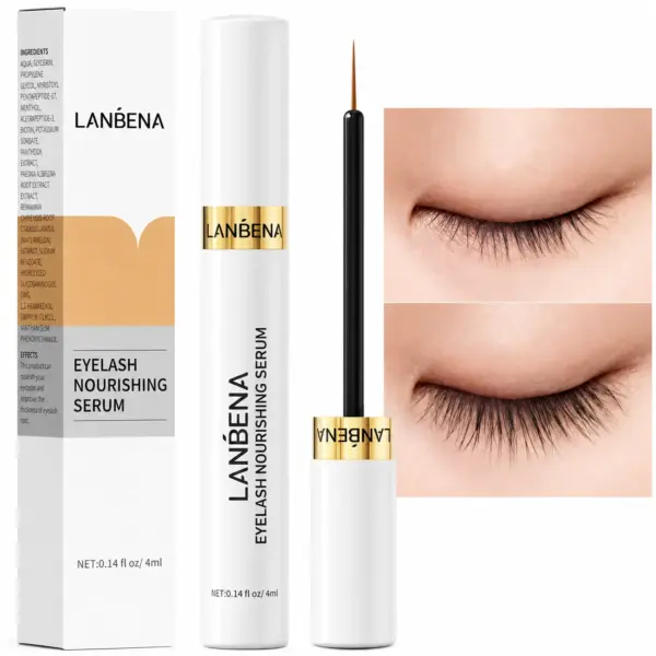 سرم تقویت مژه لانبنا LANBENA مدل Eyelash Nourishing Serum اصل حجم 4 میل ترکیبات سرم مژه لانبنا و مقایسه قبل و بعد از مصرف