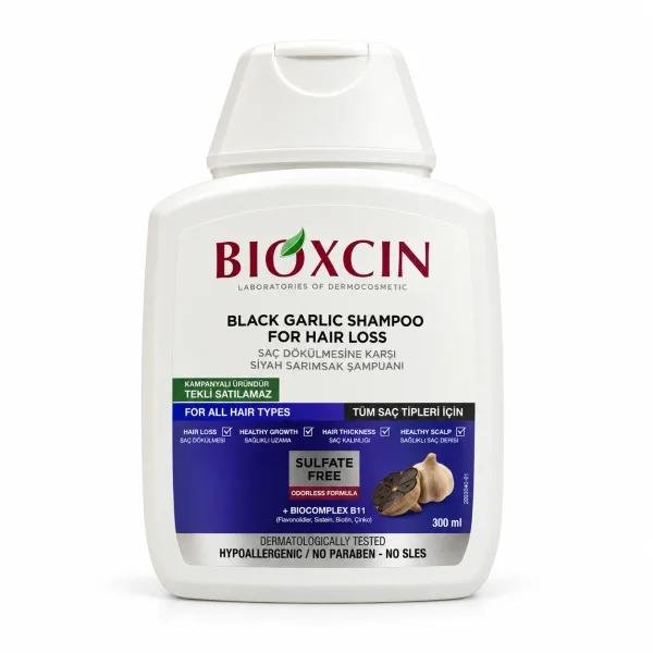 شامپو سیر سیاه بیوکسین بدون سولفات Bioxcin Black Garlic ضد ریزش مو ۳۰۰ میلیلیتر شامپو سیر سیاه بیوکسین بدون سولفات ضد ریزش مو حجم ۳۰۰ میلی لیتر