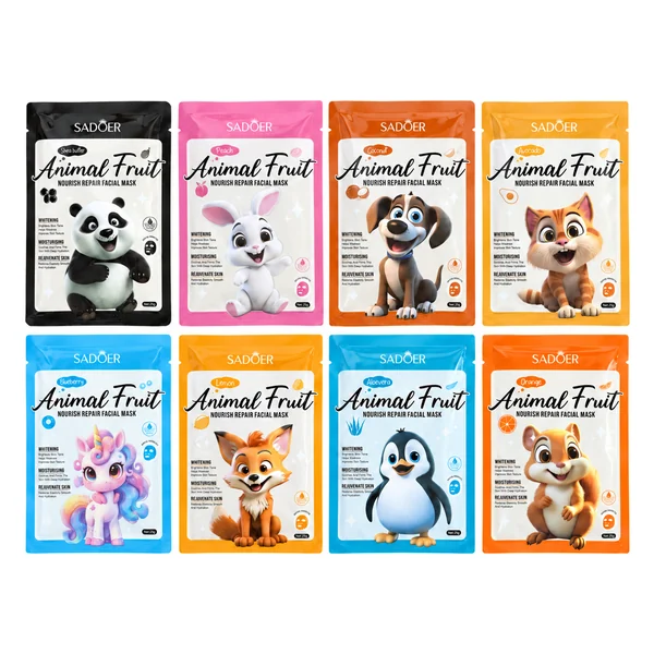 ماسک صورت میوه ای سادور Animal Fruit طرح حیوانات هشت رایحه ماسک صورت میوه ای سادور با طرح حیوانات