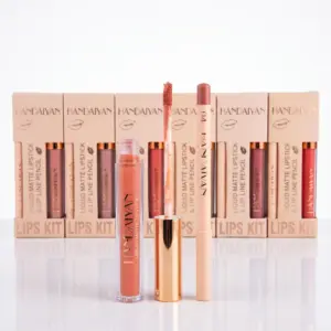 ست رژ لب مایع مات و مداد لب هندیان Lips Kit