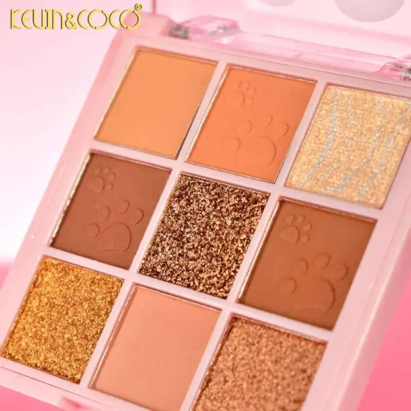 پالت سایه کوین کوکو Kevin & Coco 9 رنگ طرح گربه مدل KC1308 در دو سری A و B رنگ های مات و شاین دار پالت سایه کوین کوکو سری B