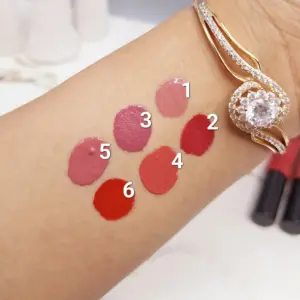 سواچ رژ لب مایع پد دار رومانتیک رین شماره 1 تا 6 روی دست